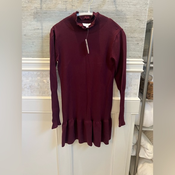 NWT new medium Anthropologie sundays Andes sweater dress burgundy mock neck - Picture 3 of 16